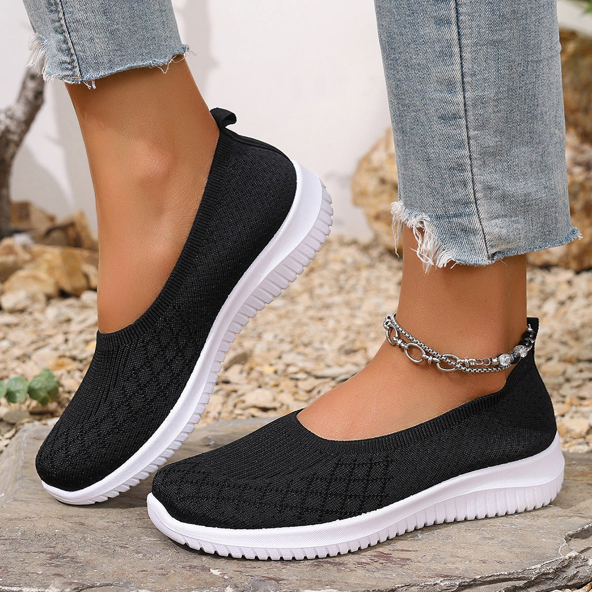 Damskie buty wsuwane z siateczką
